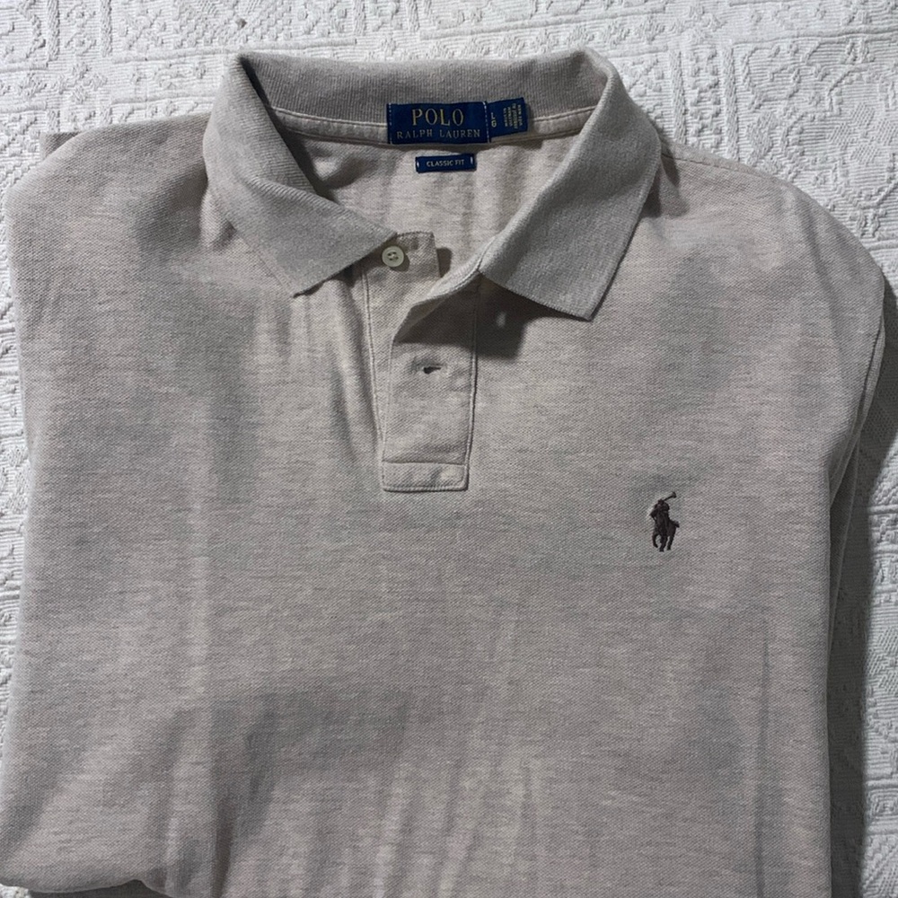 Beige heathered polo classic fit